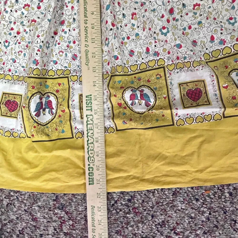 Vintage 50s-60s MCM Women's Multicolor Floral Yellow Border Print Cotton Apron